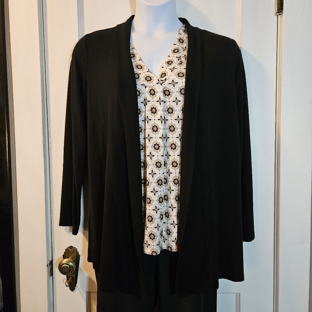 Liz Claiborne Women's Long Sleeve Open Front Cardigan Black - Size Large